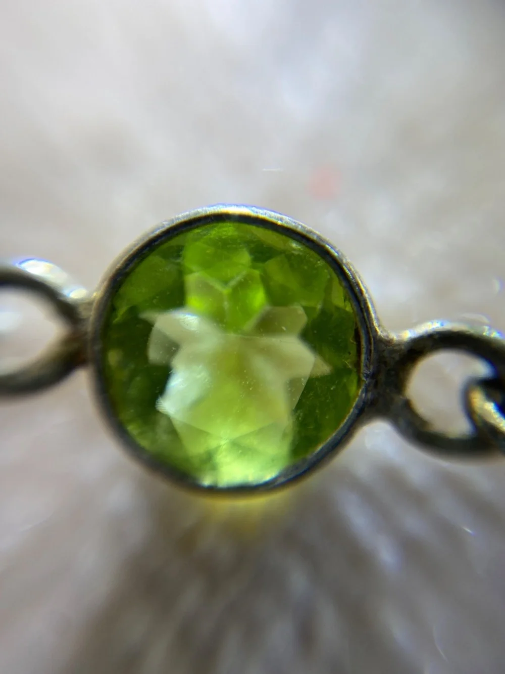 Vintage 925 Sterling Silver Genuine Peridot Station Bracelet Green Gemstone 7